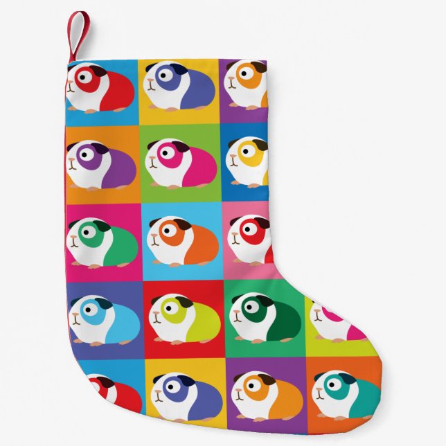 Pop Art Guinea Pigs Small Christmas Stocking (Front)