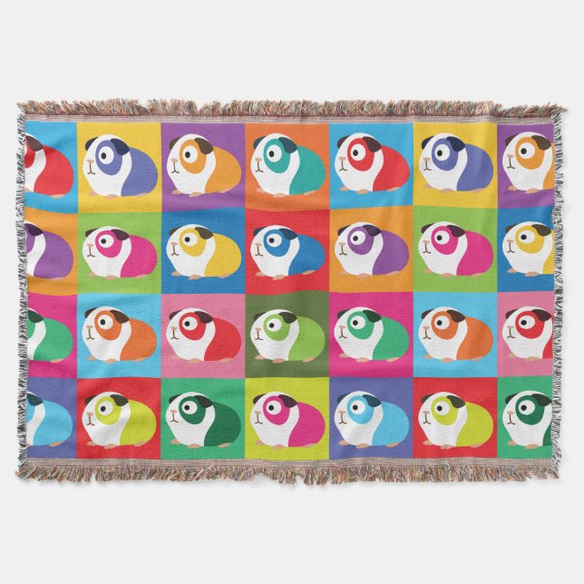 Pop Art Guinea Pigs Throw Blanket (Front)