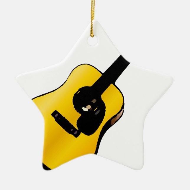 Pop Art Guitar Ceramic Ornament (Front)