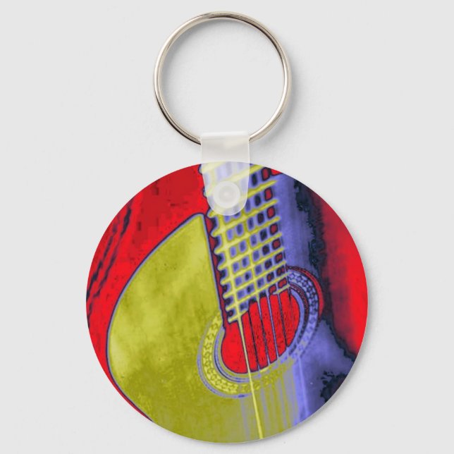 Pop Art Guitar Key Ring (Front)