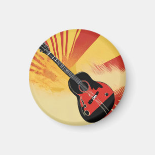 Pop Art Guitar Painting Illustration Vintage Retro Magnet