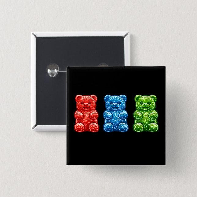Pop Art Gummy Bears 15 Cm Square Badge (Front & Back)
