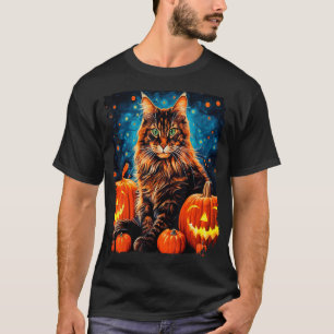 Pop Art Halloween Maine Coon Cat T-Shirt