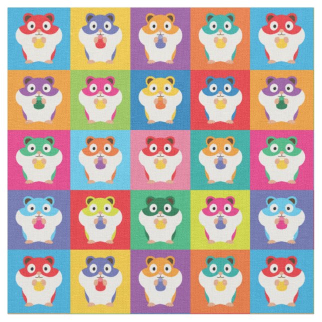 Pop Art Hamsters Fabric (Close Up)