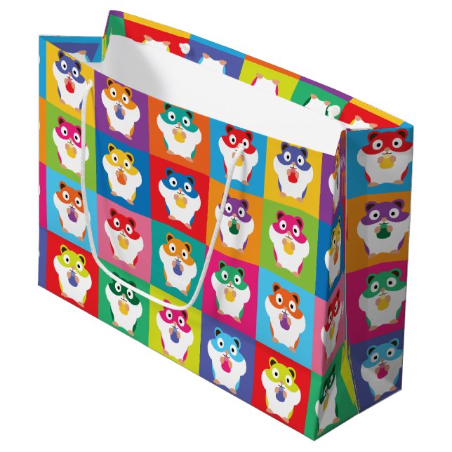 Pop Art Hamsters Large Gift Bag (Front Angled)