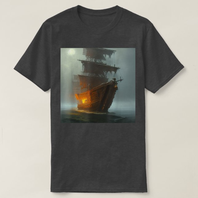 Pop Art Haunted Pirate Ship Gasparilla Yacht Boat  T-Shirt (Design Front)