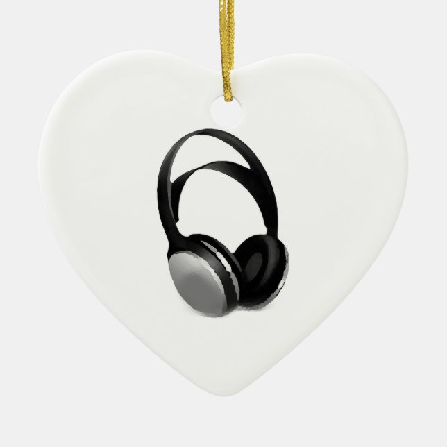 Pop Art Headphone Ceramic Ornament (Front)