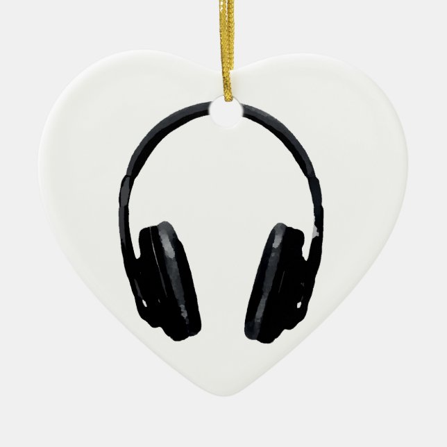 Pop Art Headphone Ceramic Tree Decoration (Front)