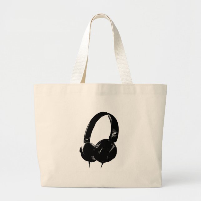 Pop Art Headphone Large Tote Bag (Front)