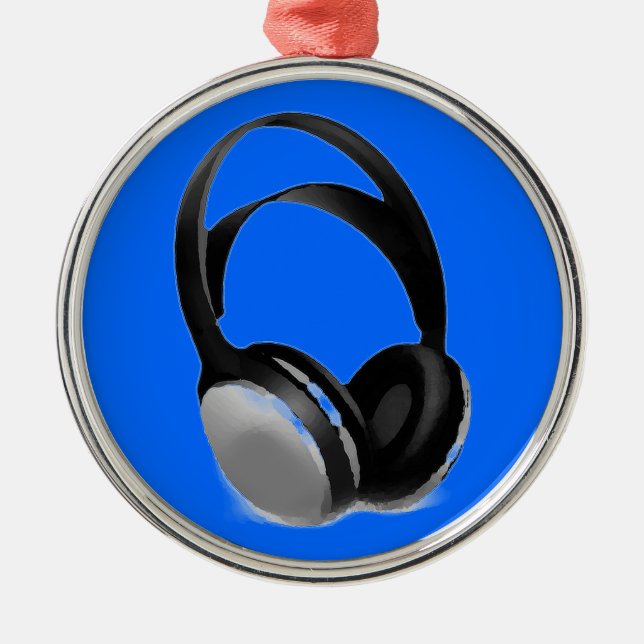 Pop Art Headphone Metal Ornament (Front)