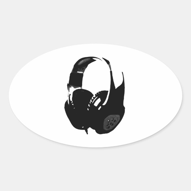 Pop Art Headphone Oval Sticker (Front)