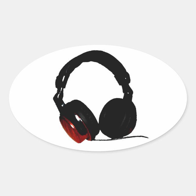 Pop Art Headphone Oval Sticker (Front)