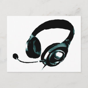 Pop Art Headphone Postcard