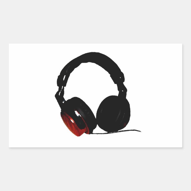 Pop Art Headphone Rectangular Sticker (Front)