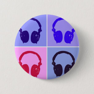 Pop Art Headphones 6 Cm Round Badge