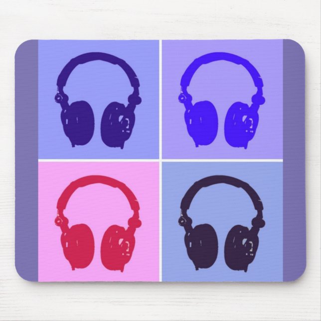 Pop Art Headphones Mouse Pad (Front)