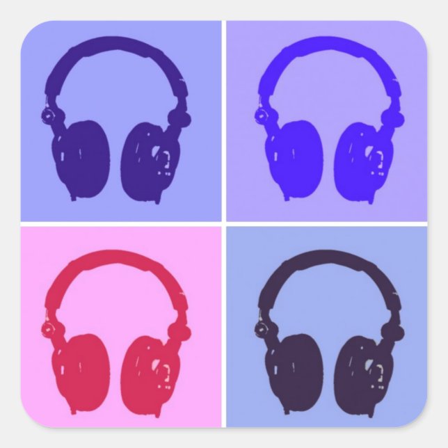 Pop Art Headphones Square Sticker (Front)