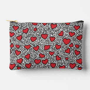 Pop Art Heart Pattern Accessory Pouch