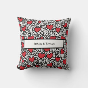 Pop Art Heart Pattern Cushion