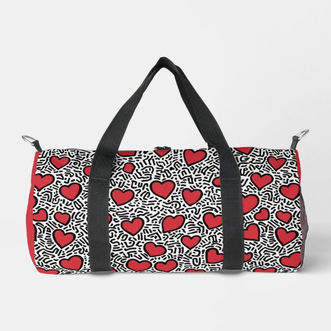 Pop Art Heart Pattern Duffle Bag (Front)