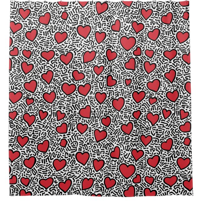 Pop Art Heart Pattern Shower Curtain (Front)