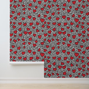 Pop Art Heart Pattern Wallpaper