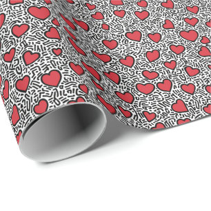 Pop Art Heart Pattern Wrapping Paper