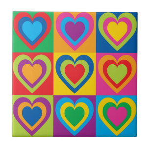 Pop Art Hearts Ceramic Tile