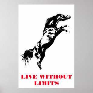 Pop Art Horse Motivational Artwork Black White Poster
