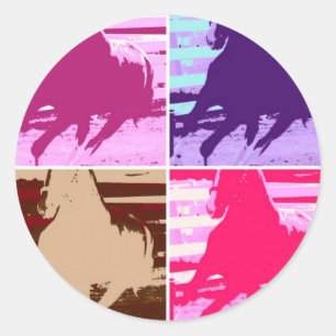 Pop Art Horses Classic Round Sticker