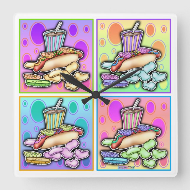 Pop Art HOT DOG WALL CLOCK (Front)