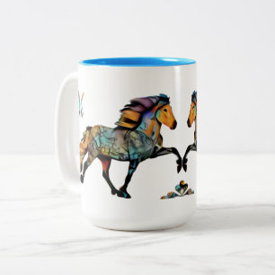 Pop Art Icelandic Horse  Two-Tone Coffee Mug