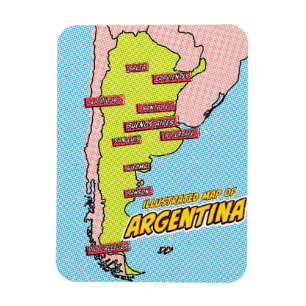 Pop Art Illustrated Argentina Magnet