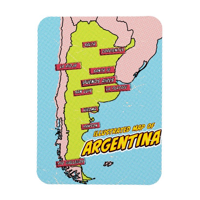 Pop Art Illustrated Argentina  Magnet (Vertical)