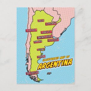 Pop Art Illustrated Argentina Postcard