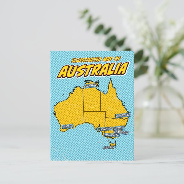 Pop Art Illustrated Australia  Postcard (Standing Front)
