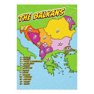 Pop Art Illustrated Balkans map Photo Print