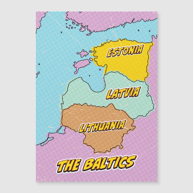 Pop Art Illustrated Baltic States map (Front)