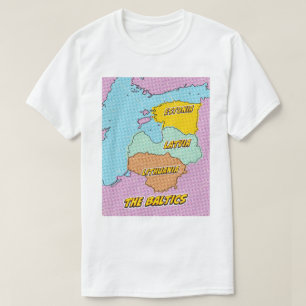 Pop Art Illustrated Baltic States map T-Shirt