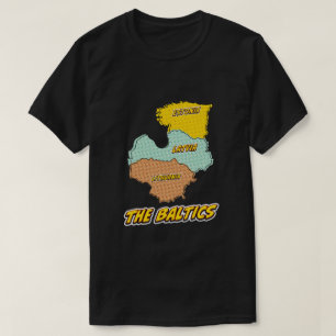 Pop Art Illustrated Baltic States map T-Shirt
