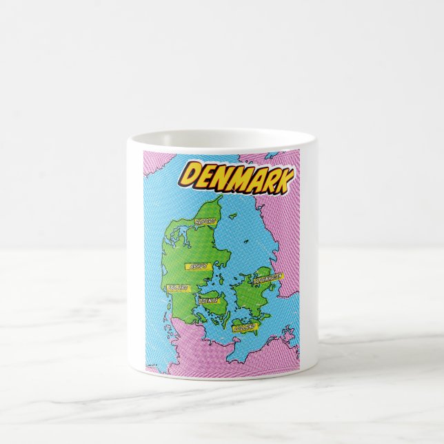 Pop Art Illustrated Denmark map Coffee Mug (Center)
