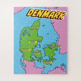 Pop Art Illustrated Denmark map Jigsaw Puzzle