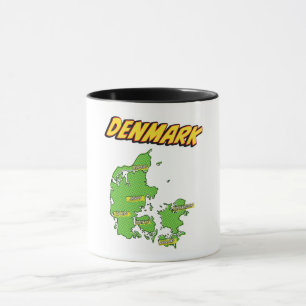 Pop Art Illustrated Denmark map Mug