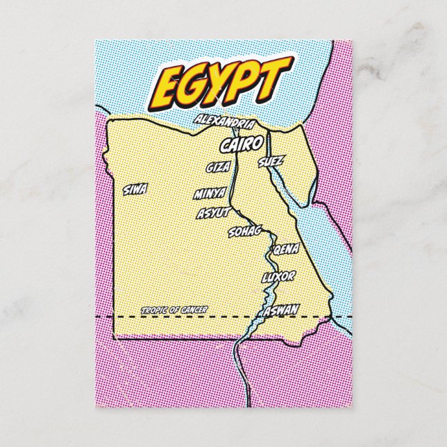 Pop Art Illustrated Egypt map Enclosure Card (Front)