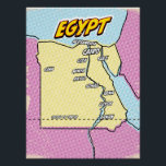 Pop Art Illustrated Egypt map Poster<br><div class="desc">Pop Art Illustrated Egypt African map in a beautiful vintage worn style.</div>