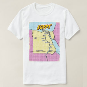 Pop Art Illustrated Egypt map T-Shirt