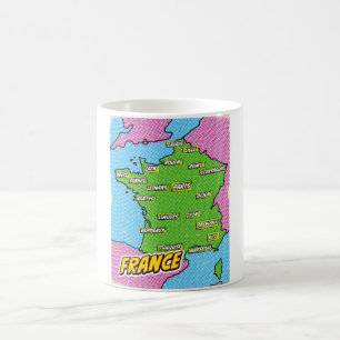 Pop Art Illustrated France map Coffee Mug
