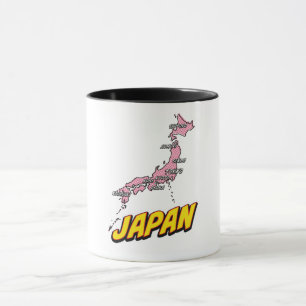Pop Art Illustrated Japan map Mug