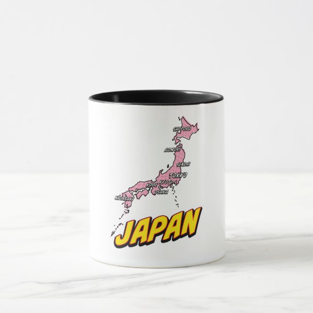 Pop Art Illustrated Japan map Mug (Center)