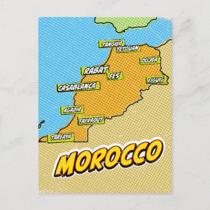 Pop Art Illustrated Morocco map Postcard